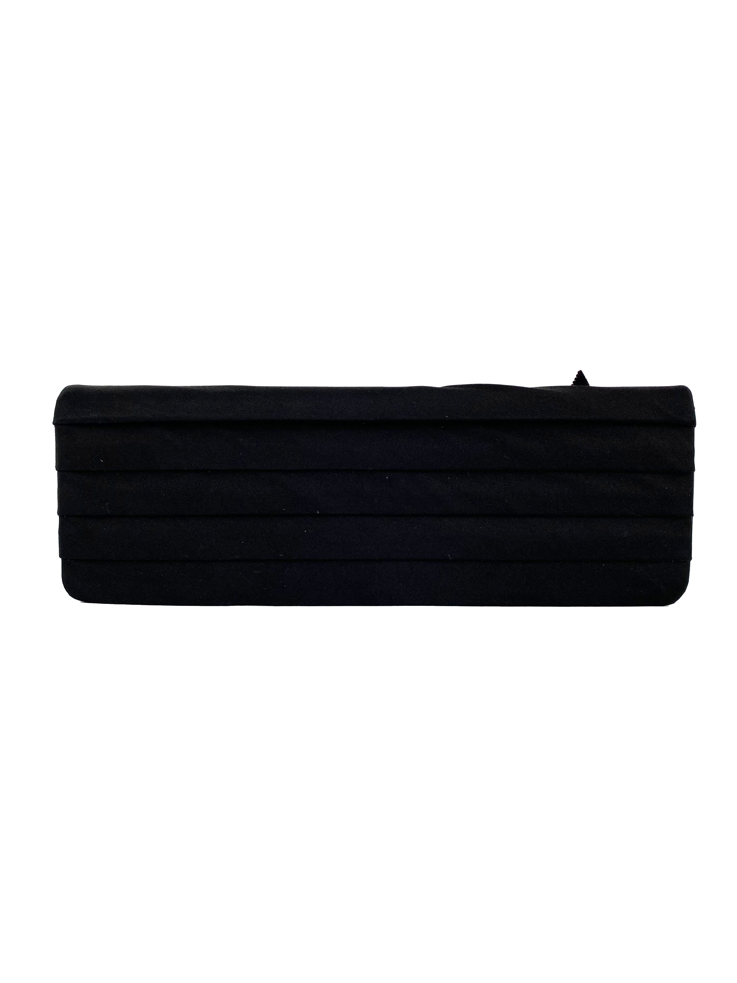 Chanel Black Long Satin Chain Clutch