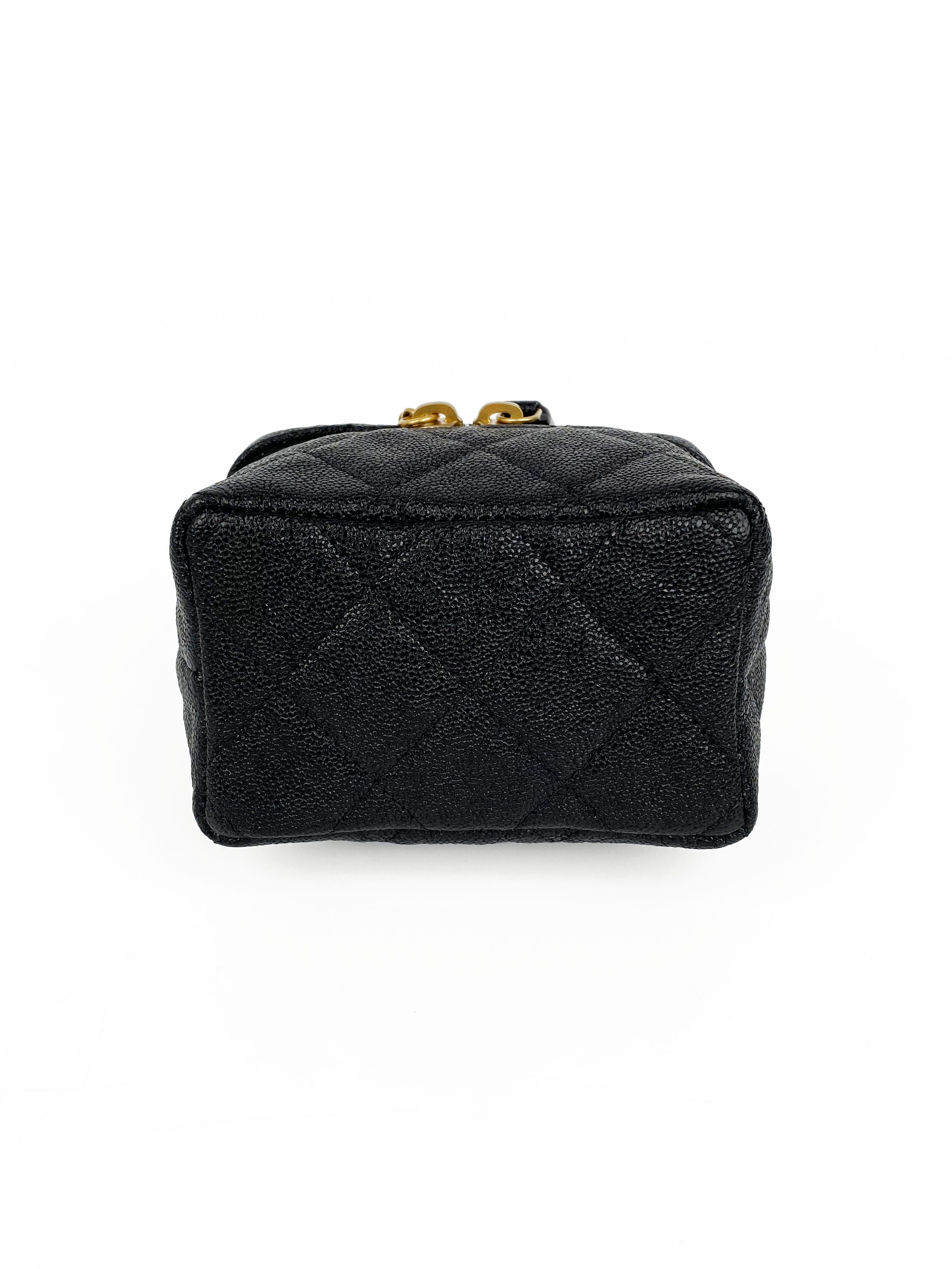 Chanel Black Quilted Caviar Mini Vanity Bag