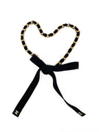 Chanel Black Ribbon & Chain Necklace