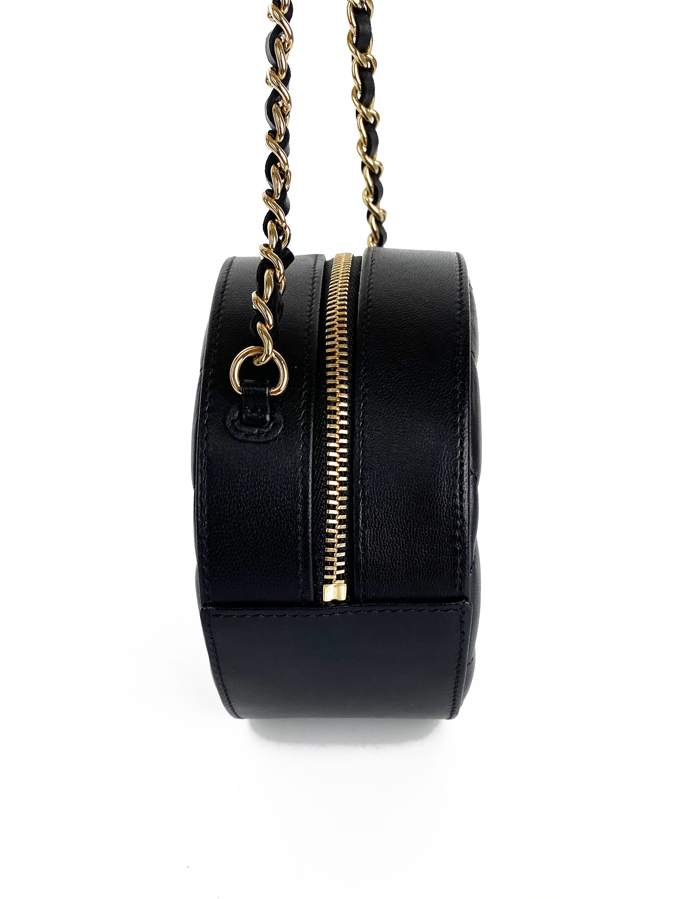 Chanel Black Round Shoulder Bag with Bow