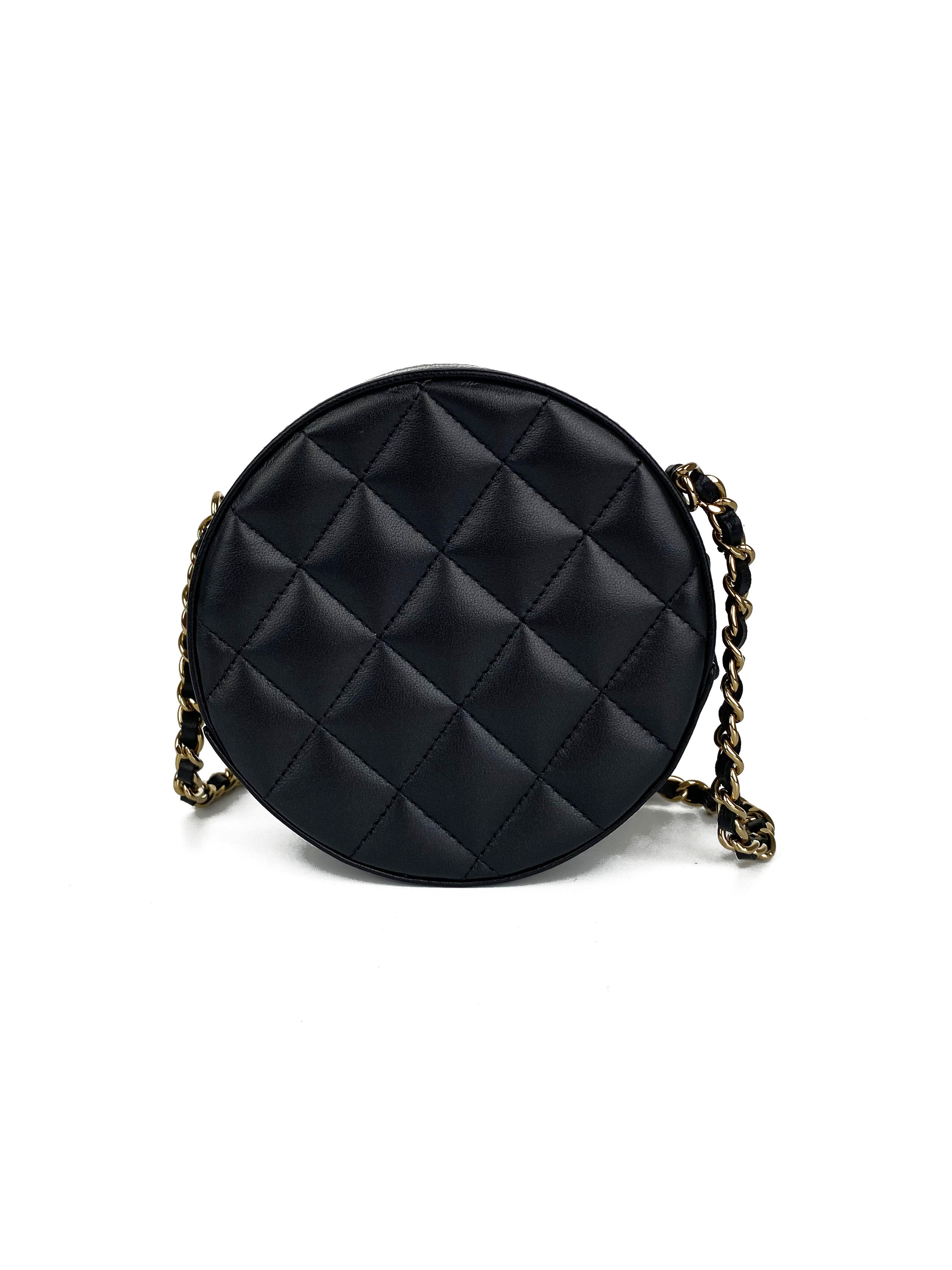 Chanel Black Round Shoulder Bag with Bow