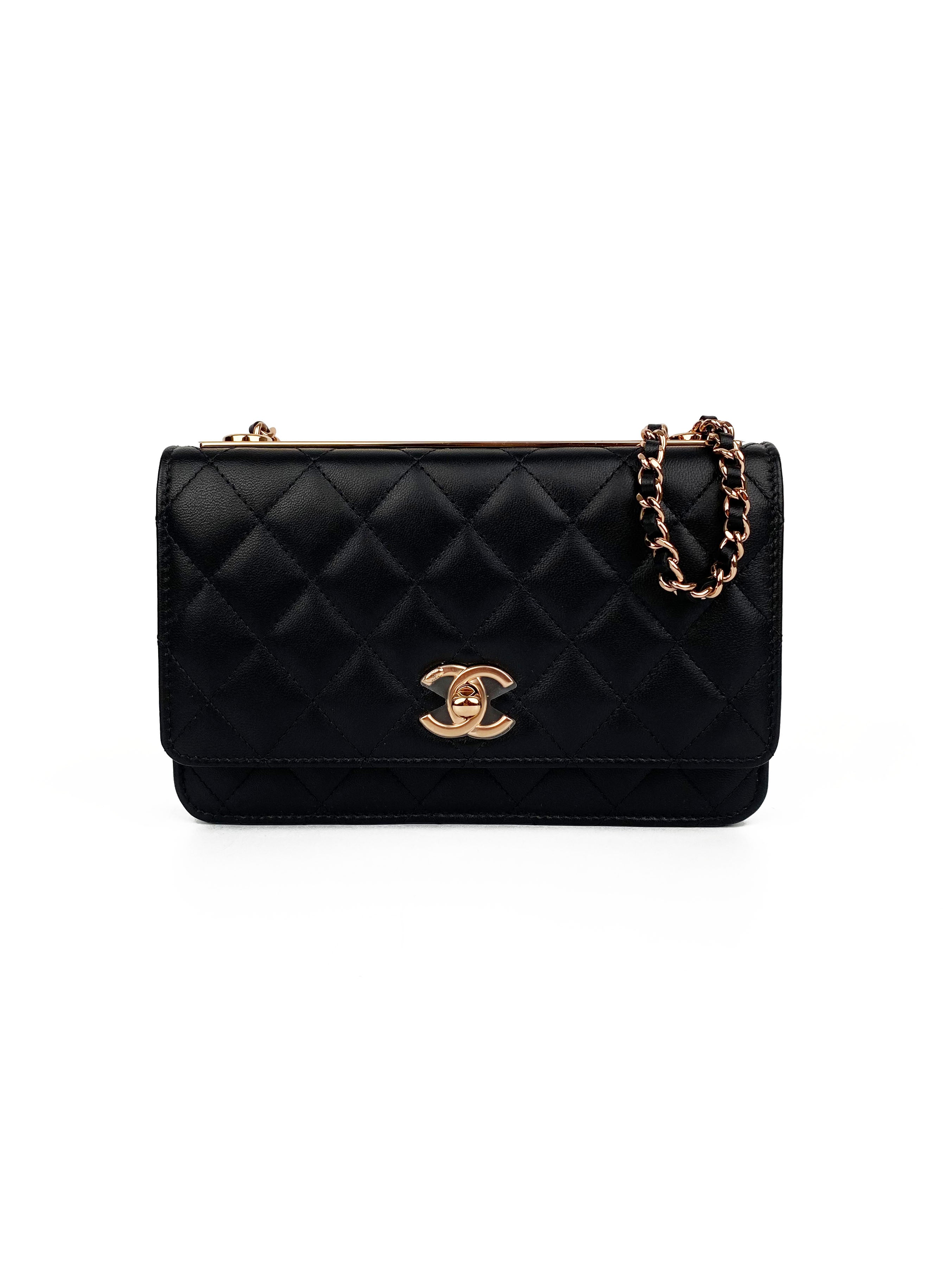 Chanel Black Trendy Wallet on Chain with Rose Gold Hardware