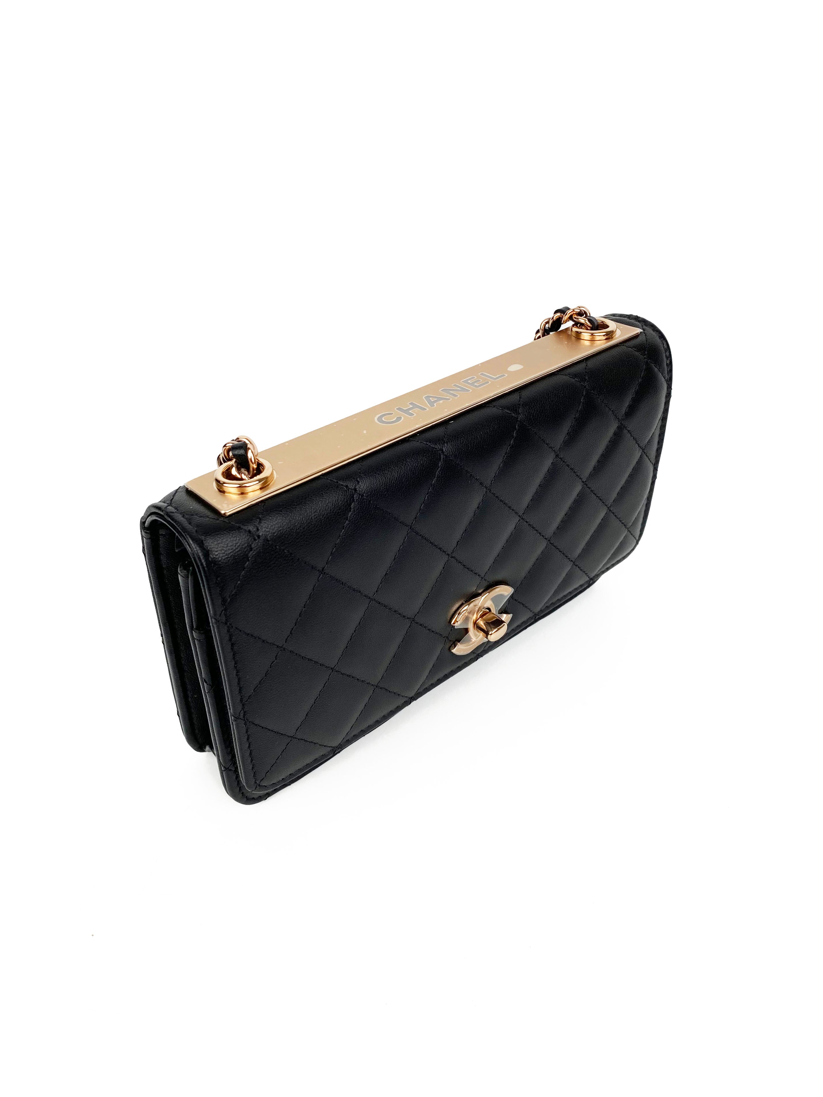 Chanel Black Trendy Wallet on Chain with Rose Gold Hardware