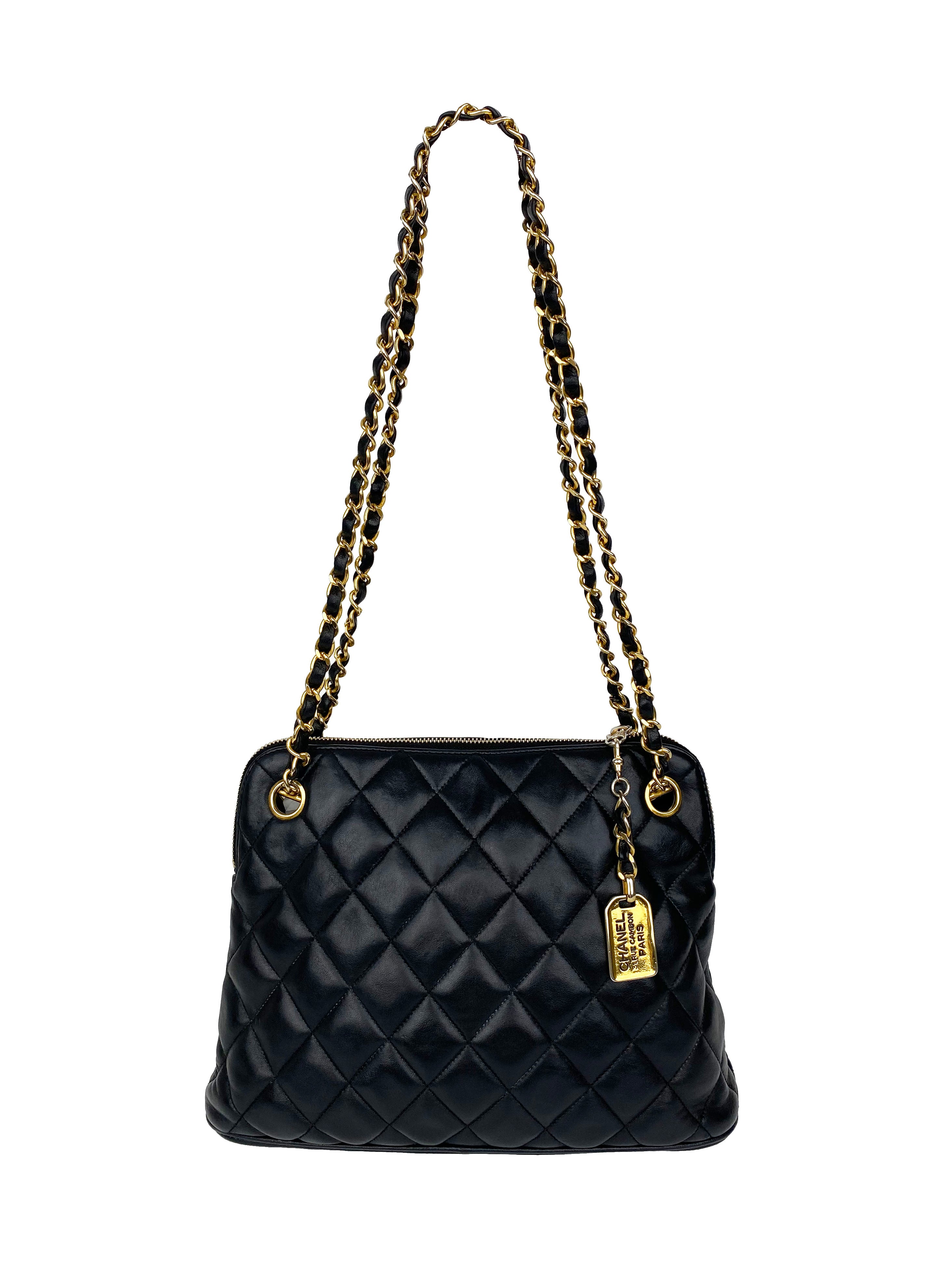 Chanel Black Vintage 90s Lambskin Shoulder Bag