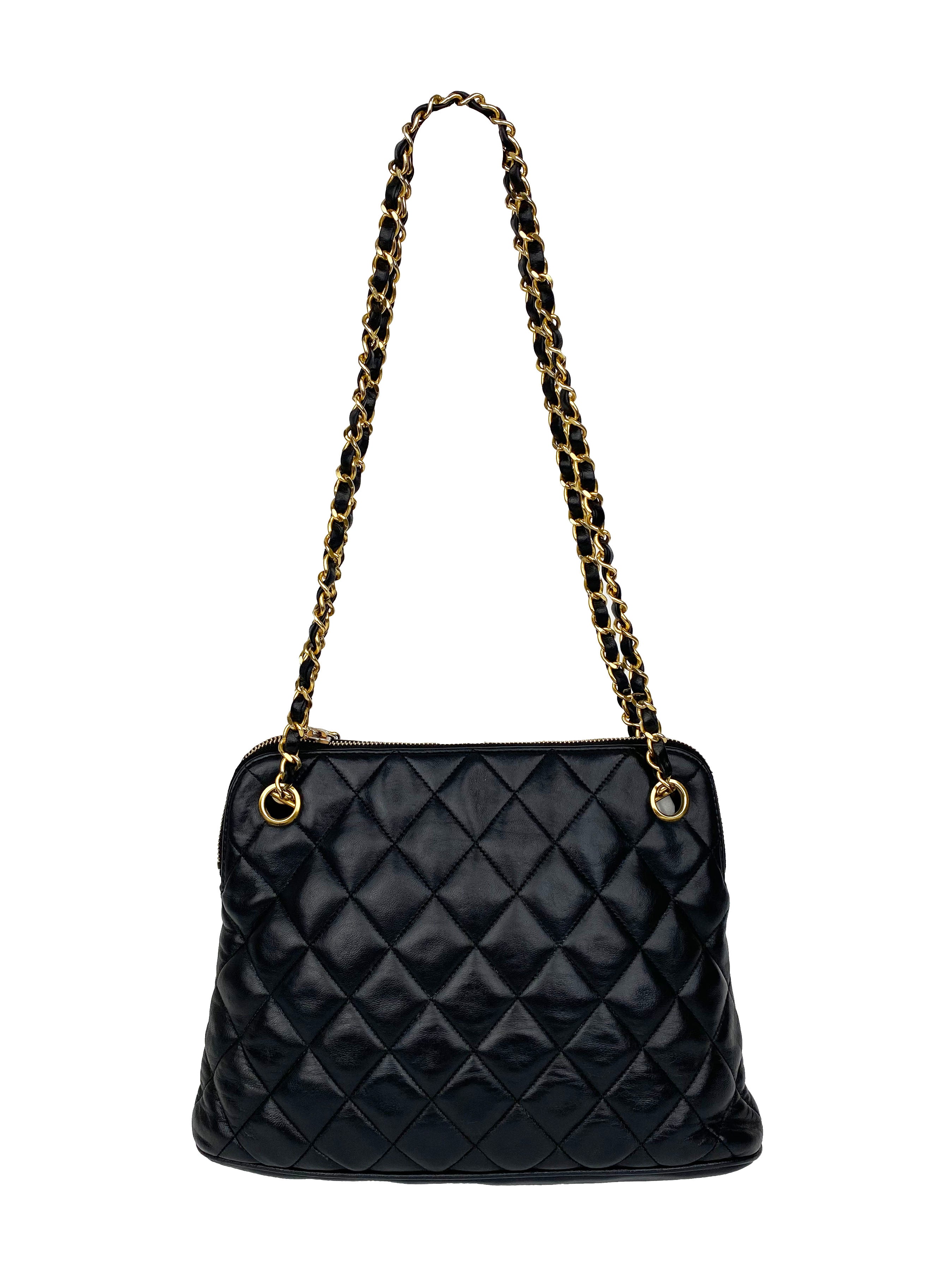 Chanel Black Vintage 90s Lambskin Shoulder Bag