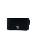 Chanel Black Zipped Lambskin Wallet