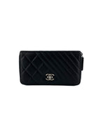 Chanel Black Zipped Lambskin Wallet