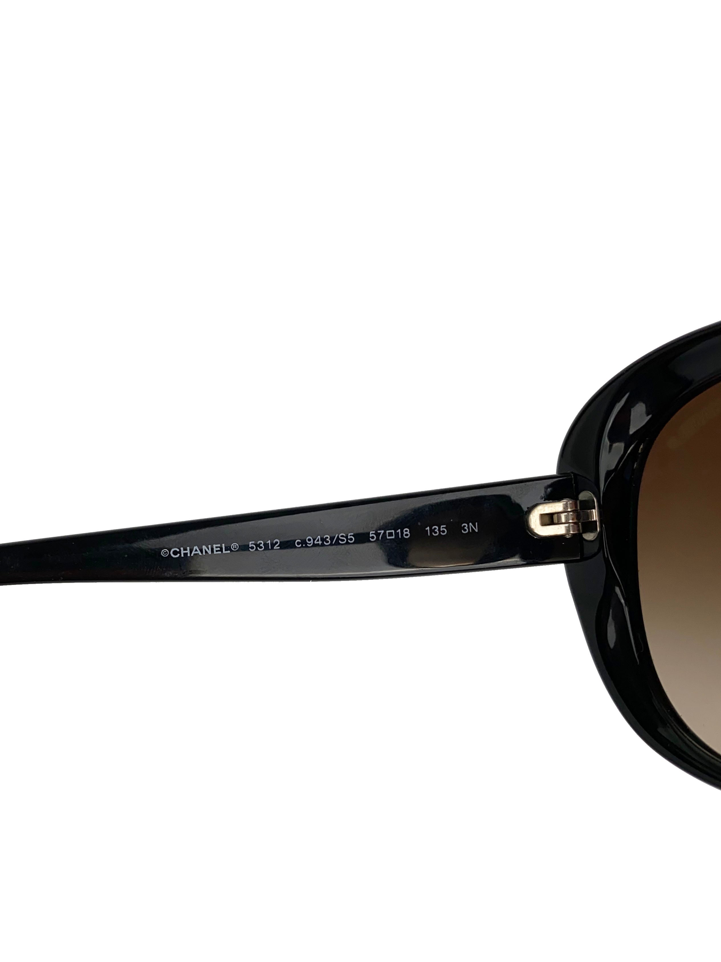 Chanel Black & Beige Butterfly Sunglasses 5312