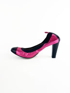 Chanel Black & Pink CC Logo Pumps 38.5