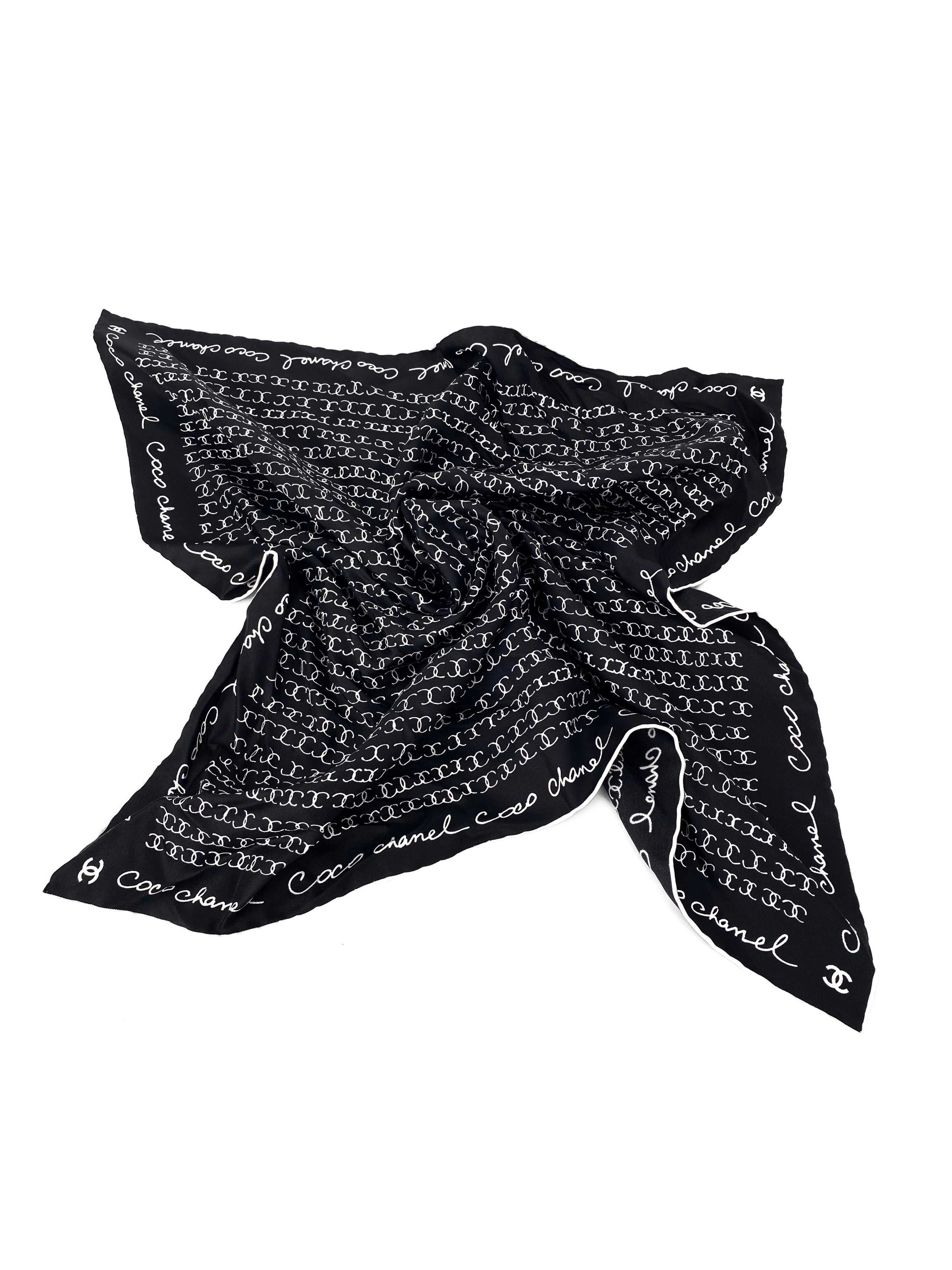 Chanel Black & White Headscarf & Scrunchie