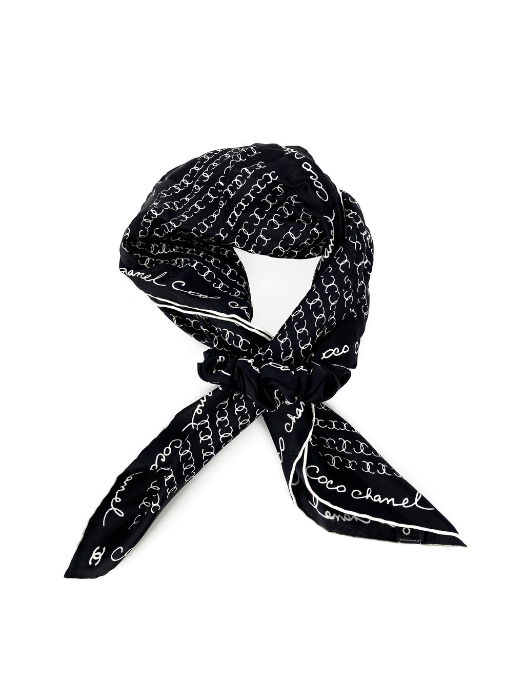 Chanel Black & White Headscarf & Scrunchie