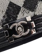 Chanel Black & White Sequin Medium Boy Bag