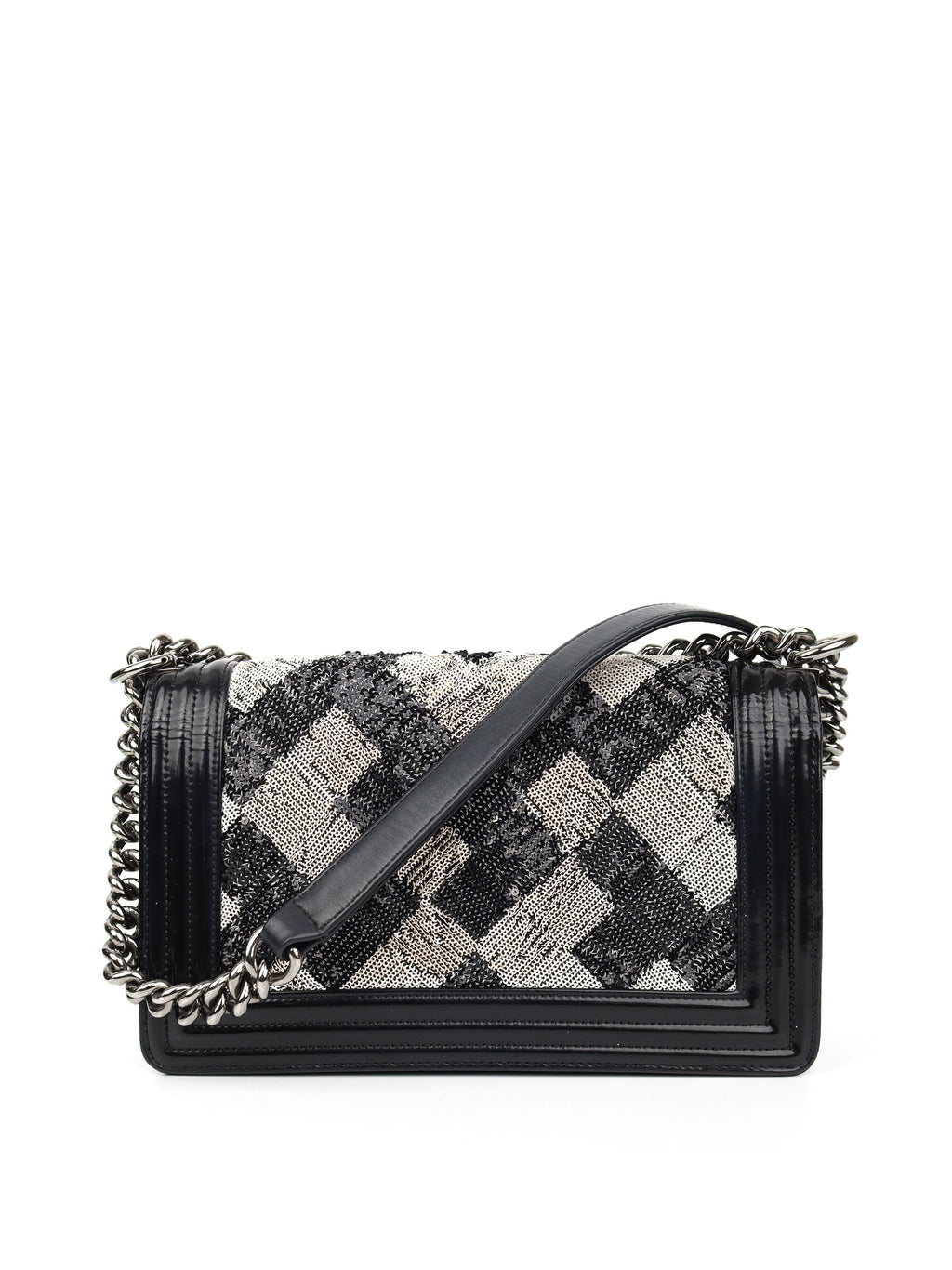 Chanel Black & White Sequin Medium Boy Bag