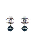 Chanel CC Crystal Logo Cosmo Planet Drop Earrings