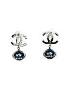 Chanel CC Crystal Logo Cosmo Planet Drop Earrings