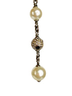Chanel CC Crystal & Pearl Ball Drop Earrings