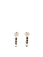 Chanel CC Pearl and Black Gemstone Hoop Earrings