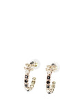 Chanel CC Pearl and Black Gemstone Hoop Earrings