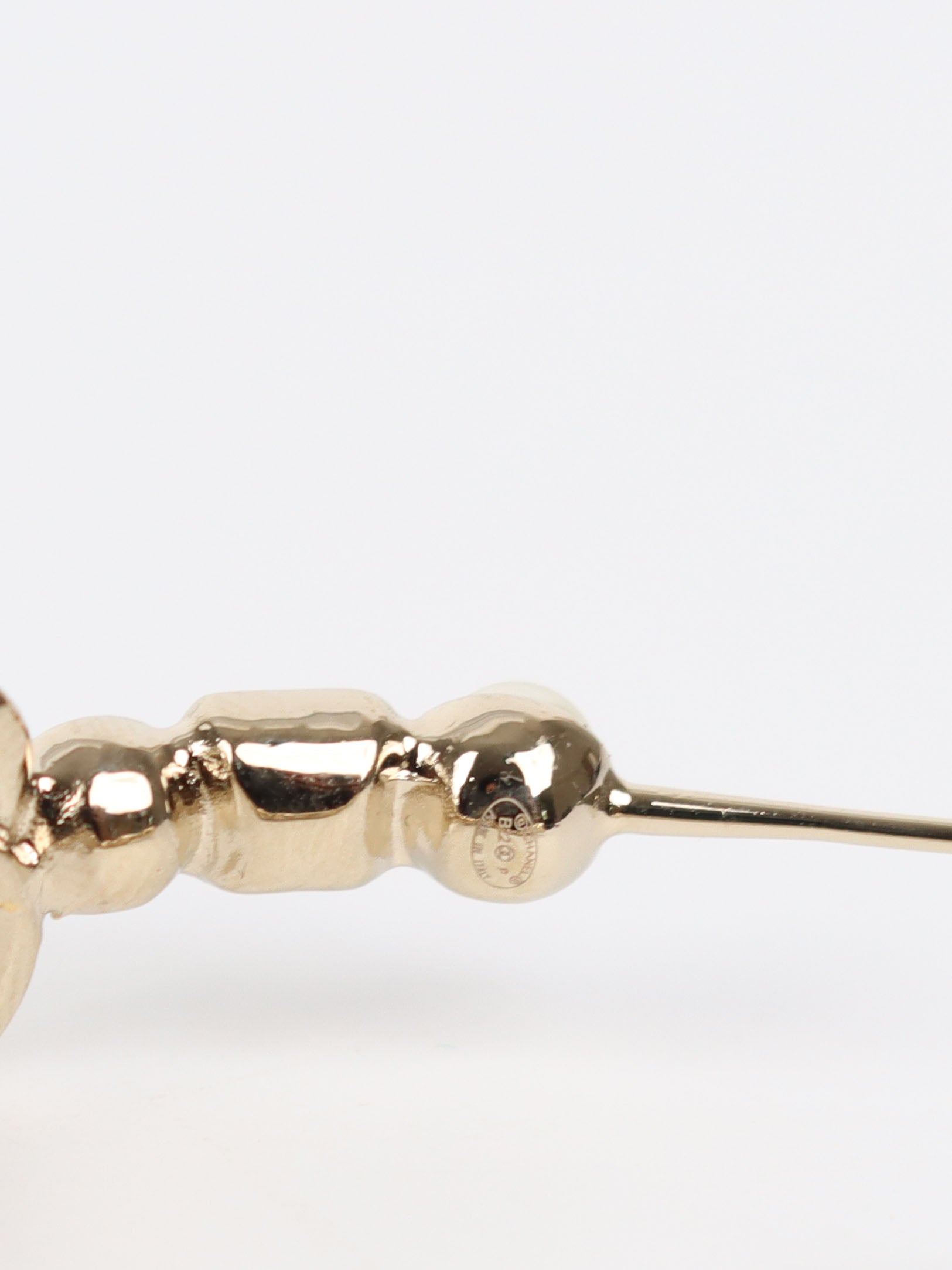 Chanel CC Pearl and Black Gemstone Hoop Earrings