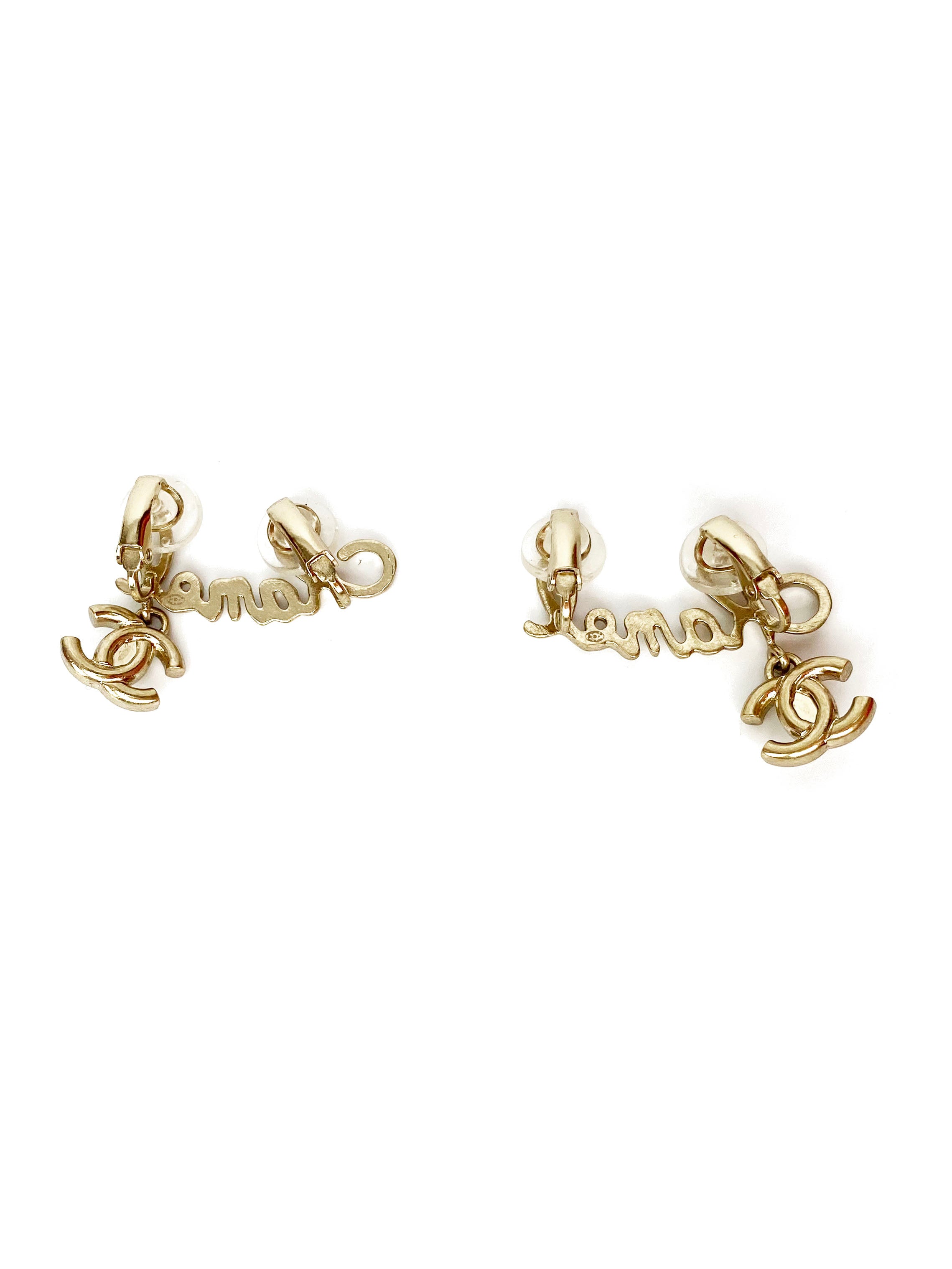 Chanel Clip On Earrings with Dangling CC Logo