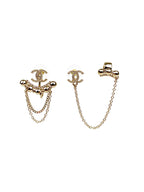 Chanel Diamante CC Logo Cuff Earrings
