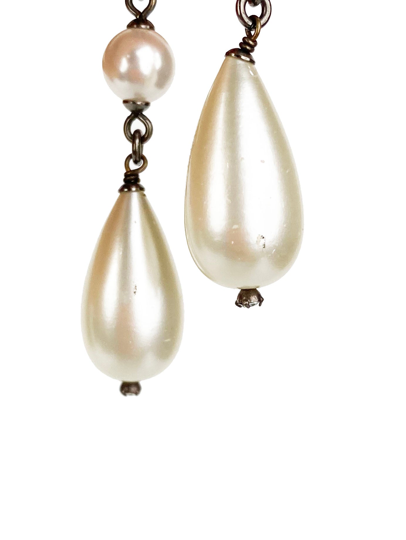 Chanel Flower & Pearl Clip-On Drop Earrings