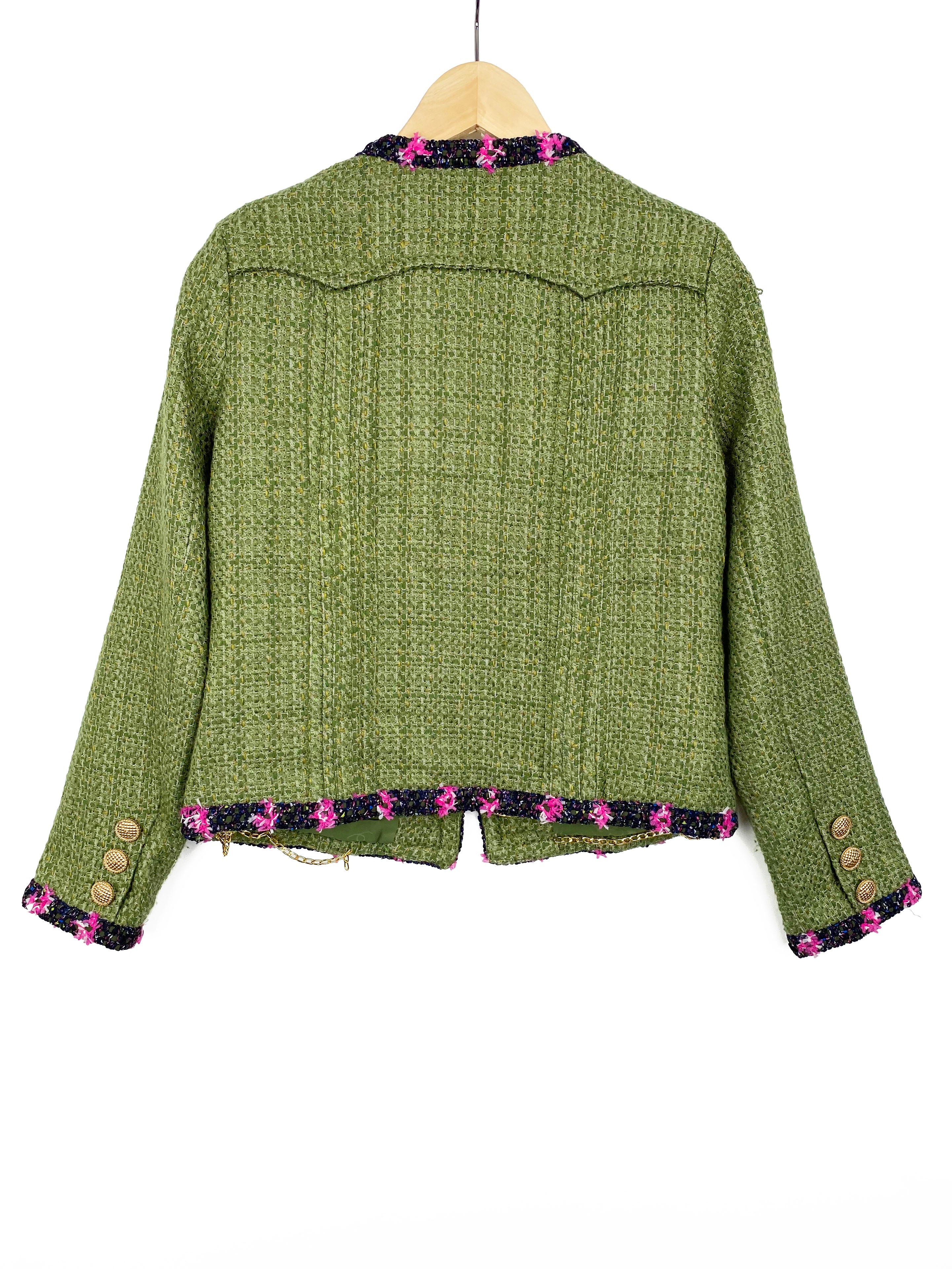 Chanel Green Tweed Jacket 36
