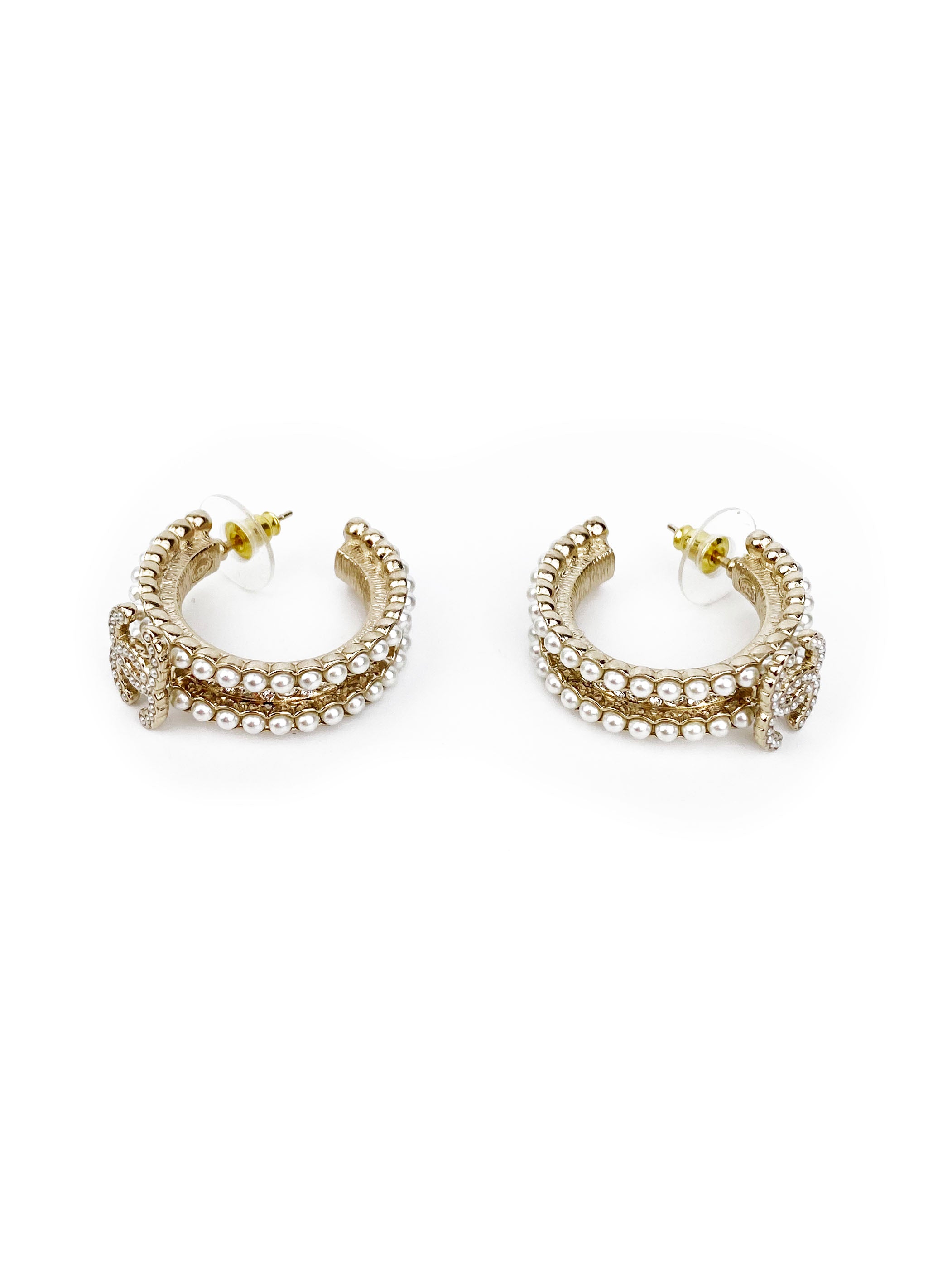 Chanel Half Hoop Pearl Earrings
