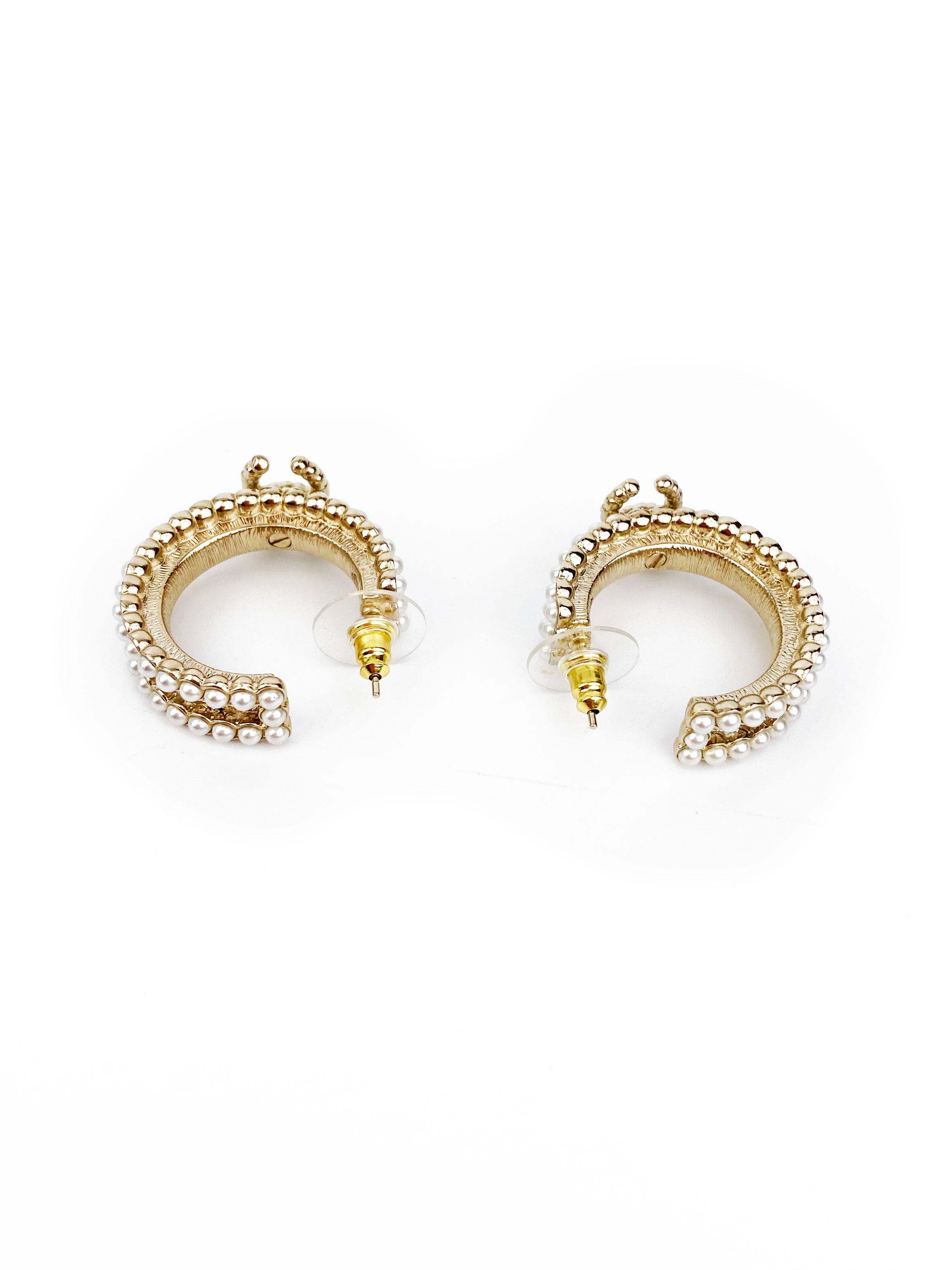 Chanel Half Hoop Pearl Earrings