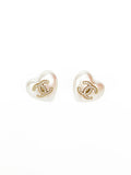 Chanel Heart Faux Pearl Earrings