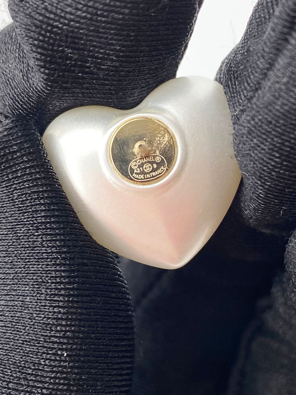 Chanel Heart Faux Pearl Earrings