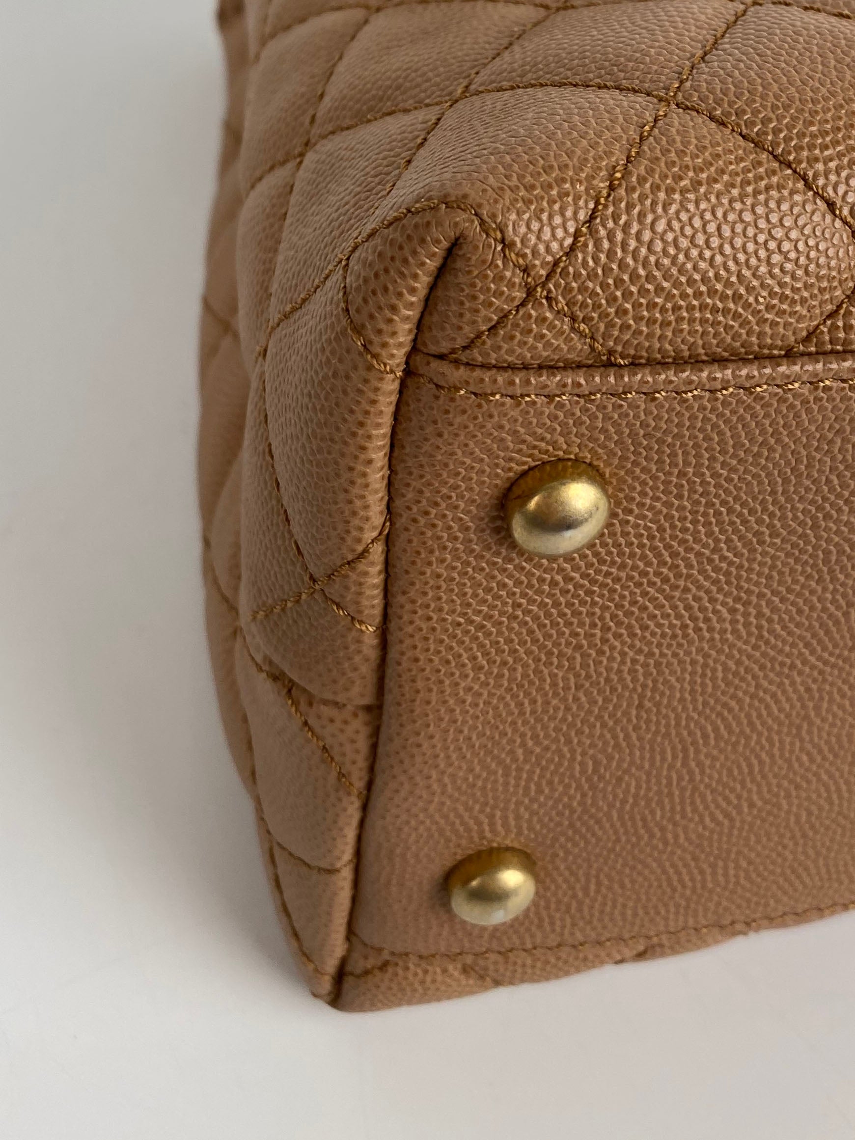 Chanel Large Beige Coco Lizard Handle Bag