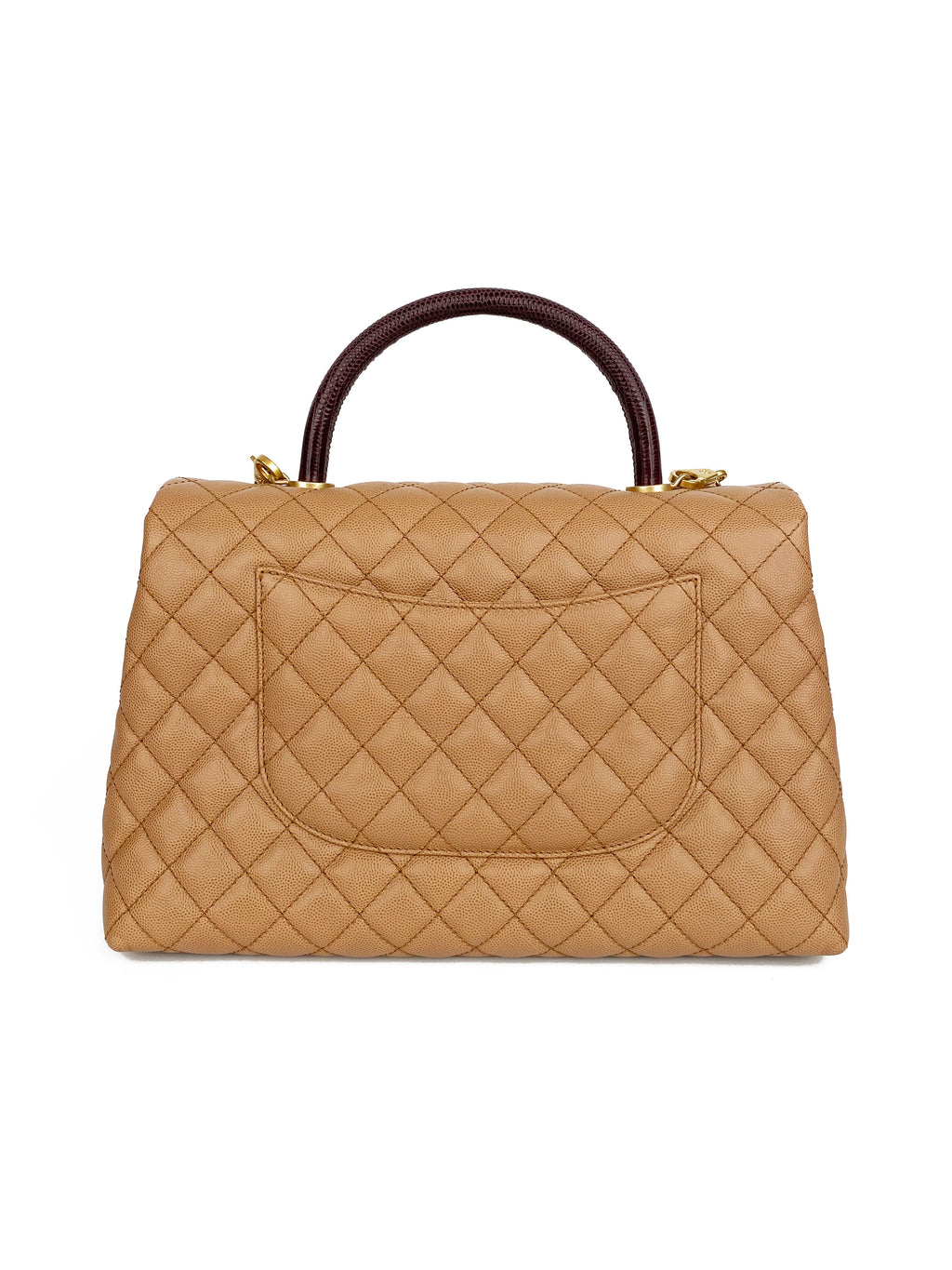 Chanel Large Beige Coco Lizard Handle Bag