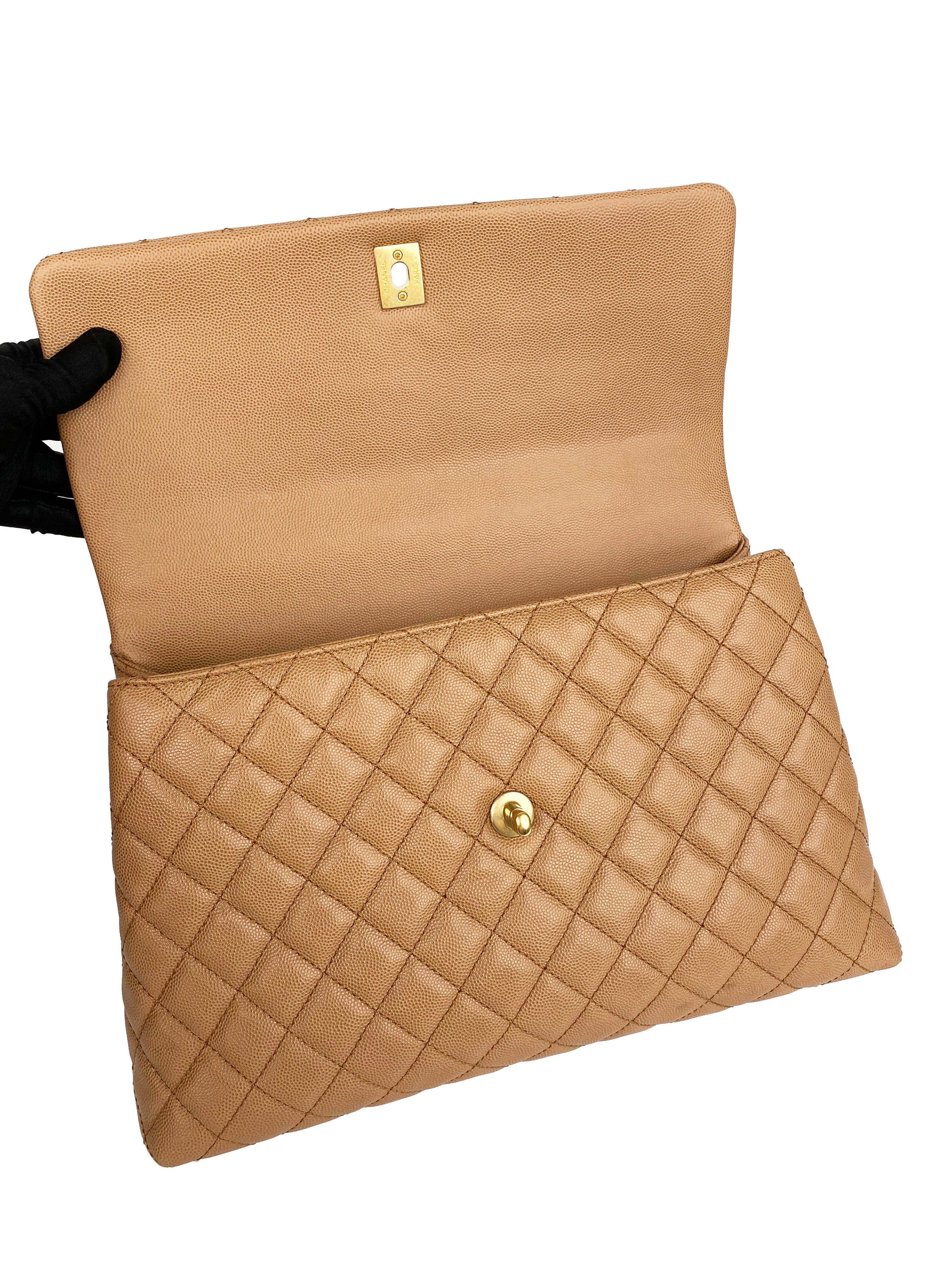 Chanel Large Beige Coco Lizard Handle Bag