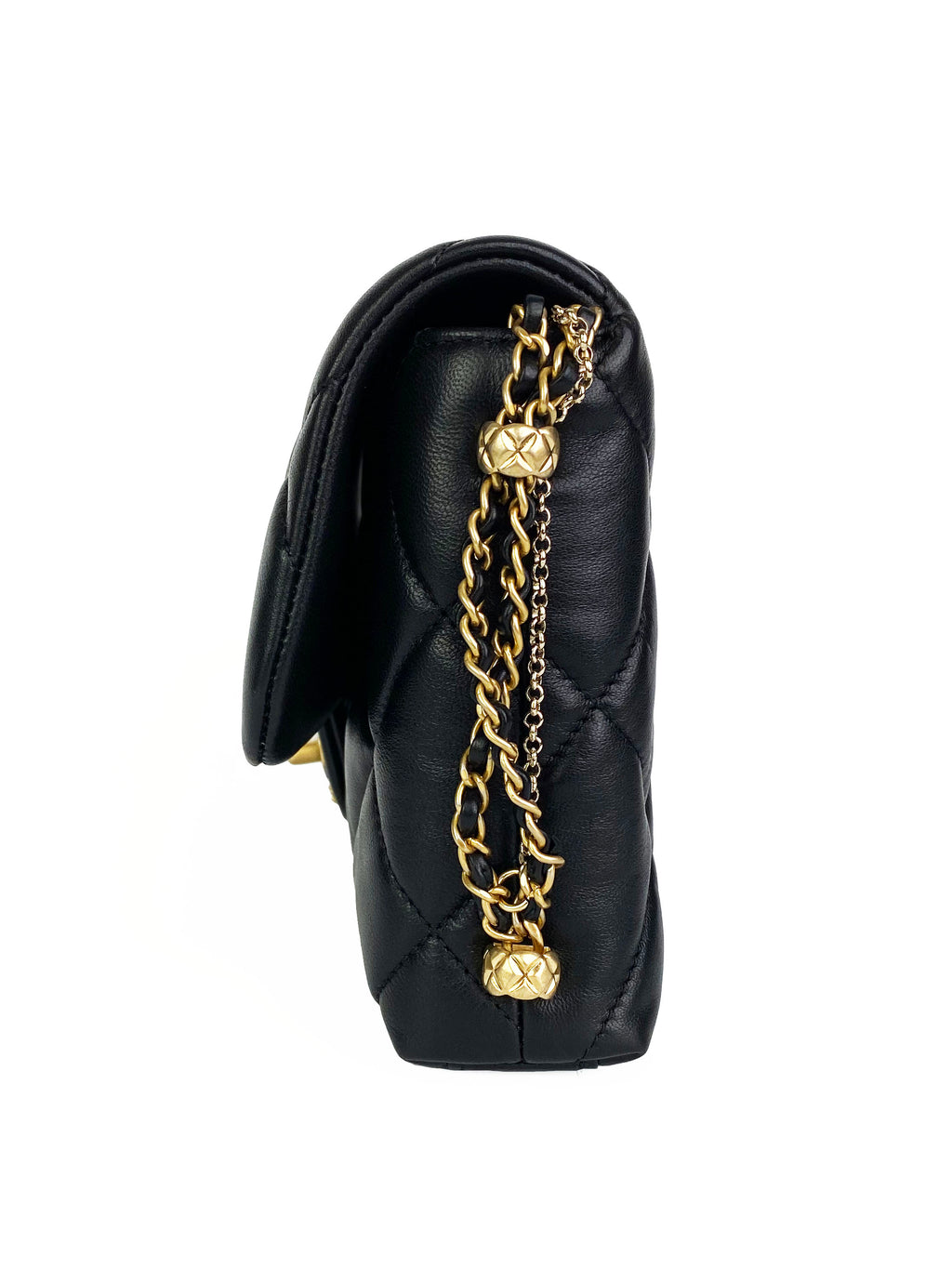 Chanel Medium Black Classic Flap Bag with Pearl Logo