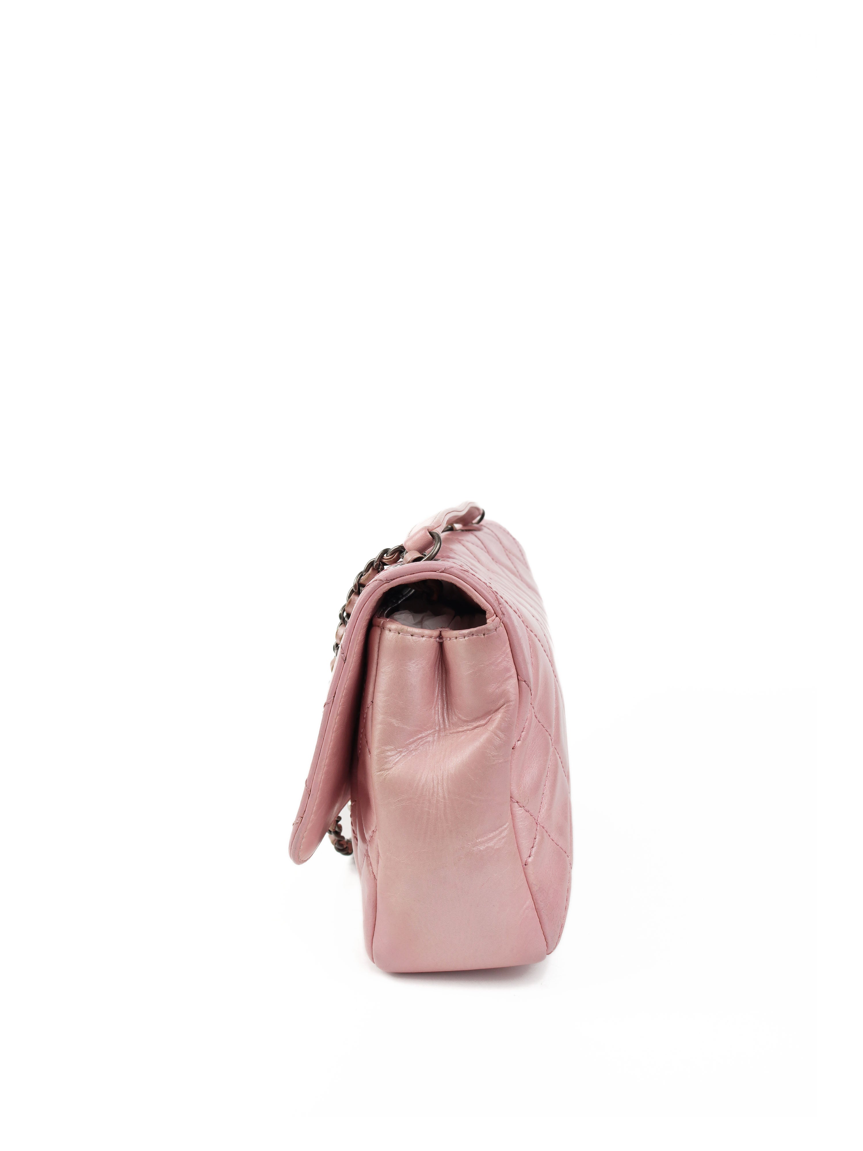 Chanel Medium Pink Metallic Flap Bag