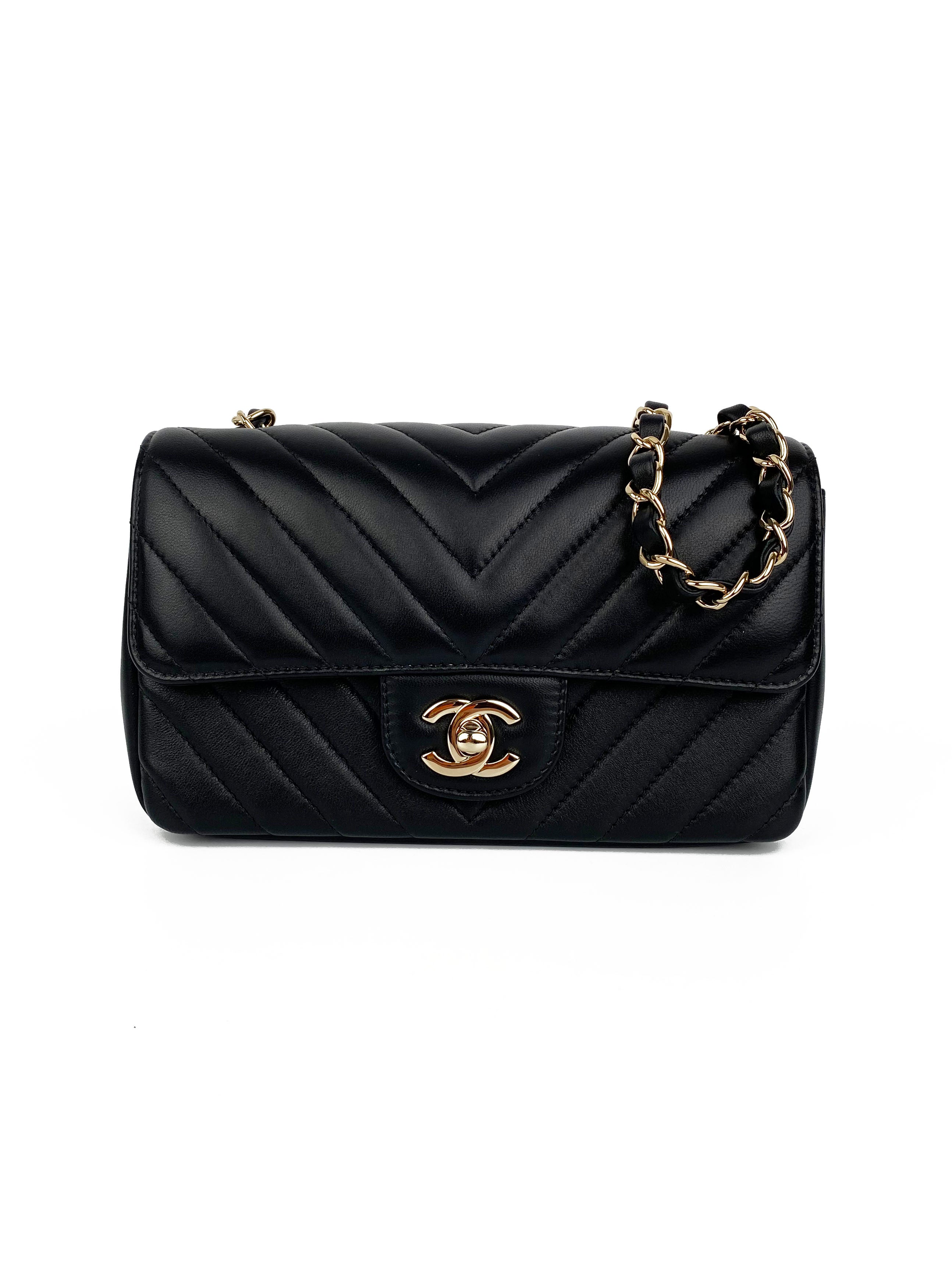 Chanel Mini Black Chevron Classic Flap Bag