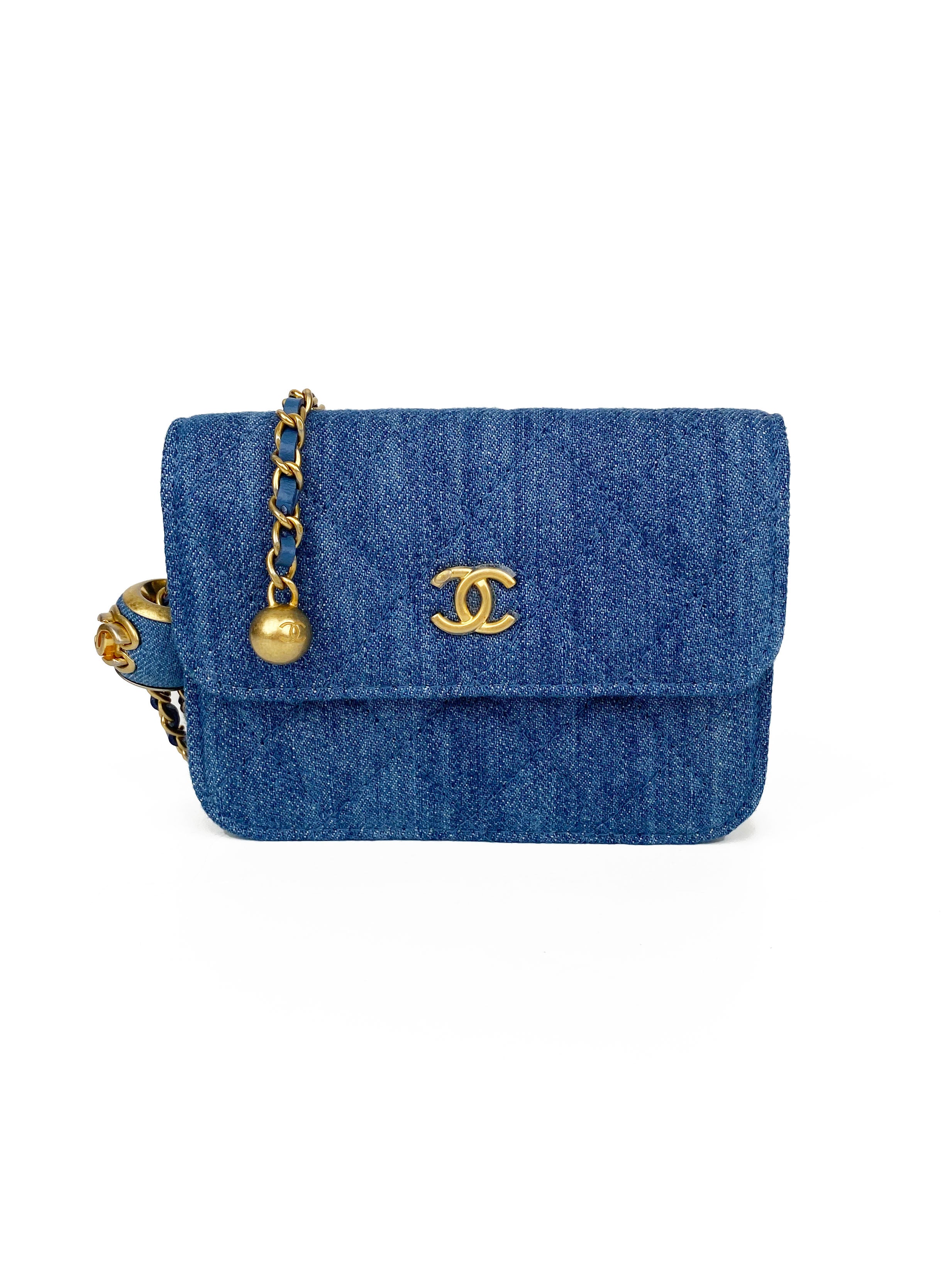 Chanel Mini Denim Belt Bag with Pearl Crush