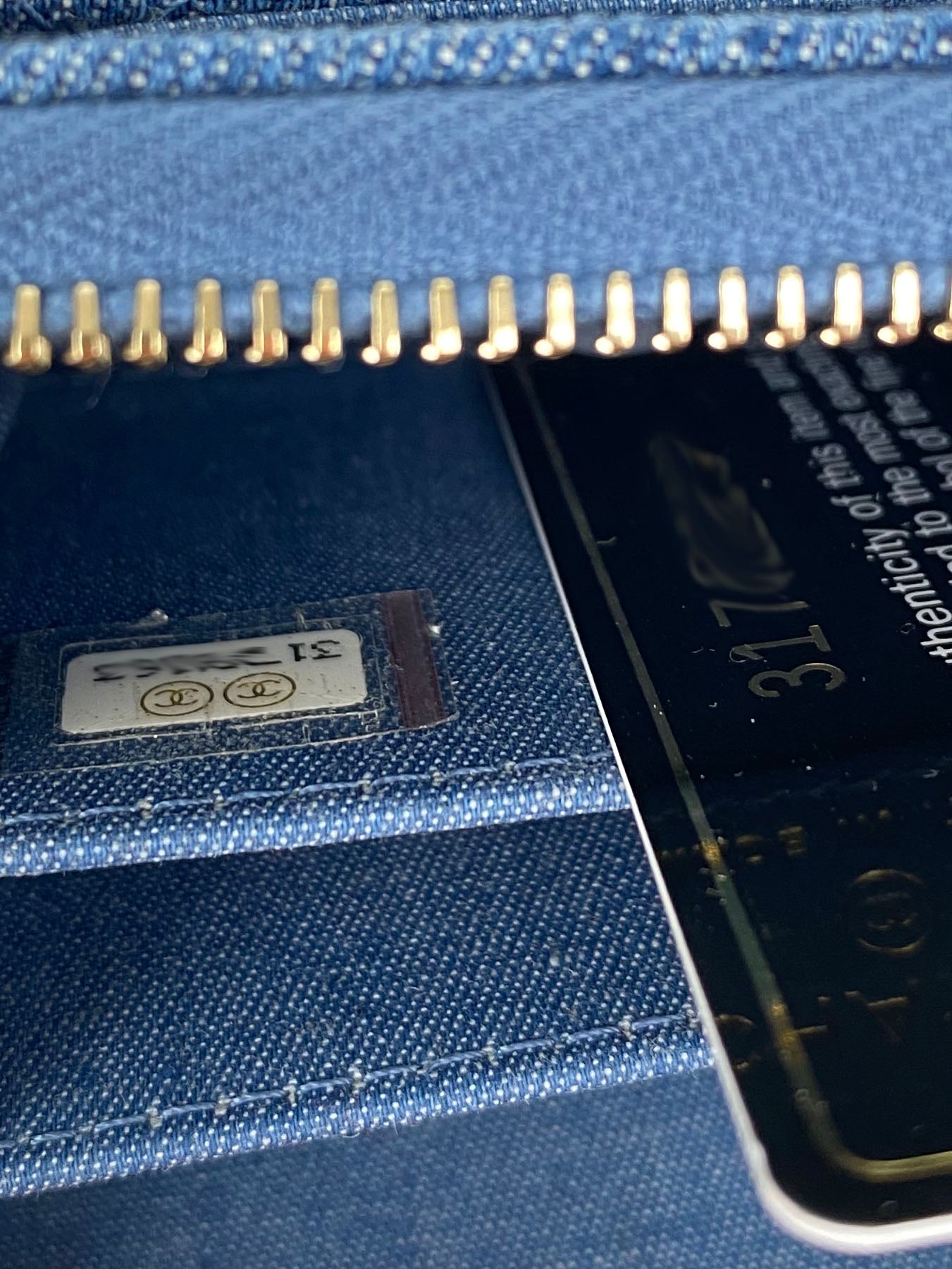 Chanel Mini Denim Cardholder with Pearl Crush