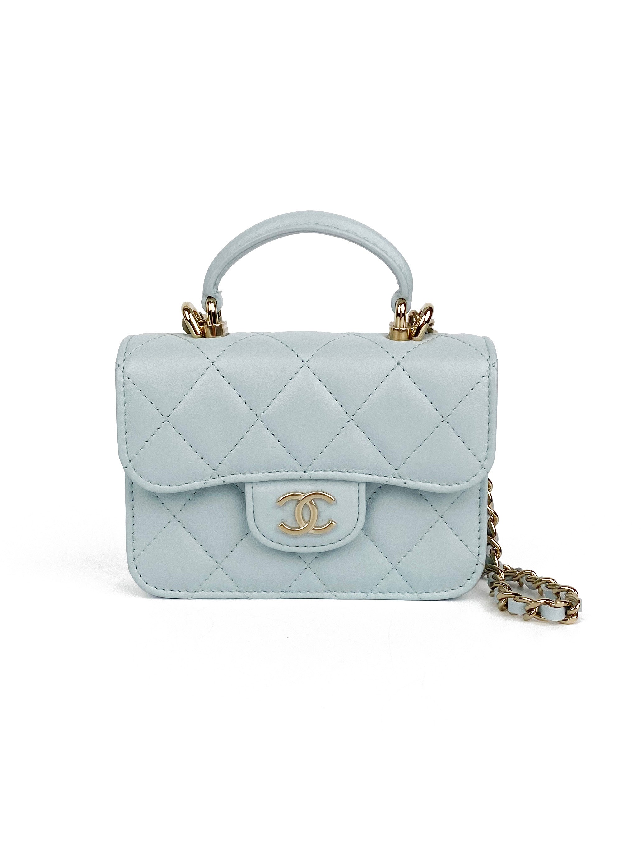 Chanel Mini Light Blue Flap Bag with Handle
