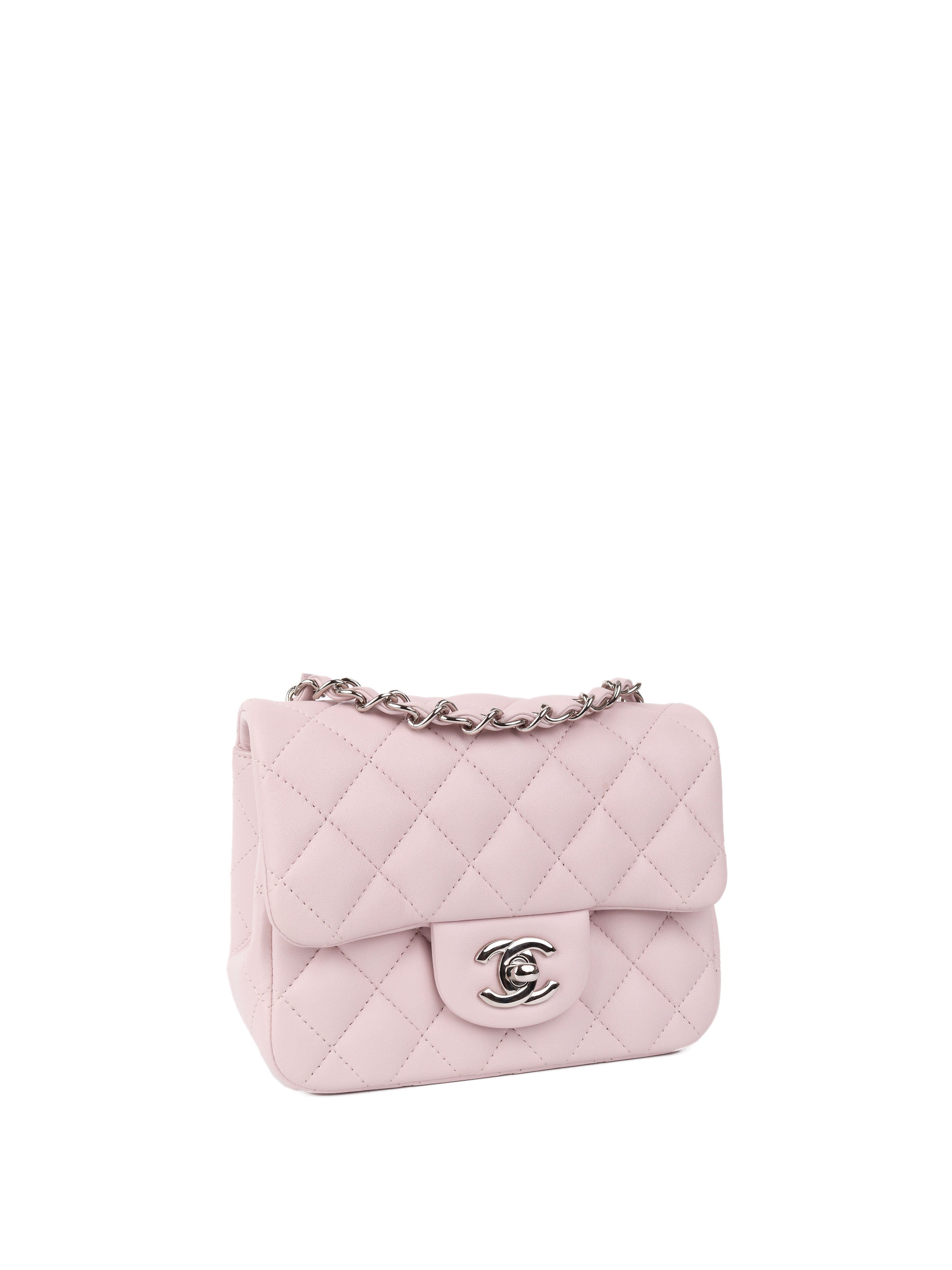 Chanel Mini Square Lilac Classic Flap Bag SHW