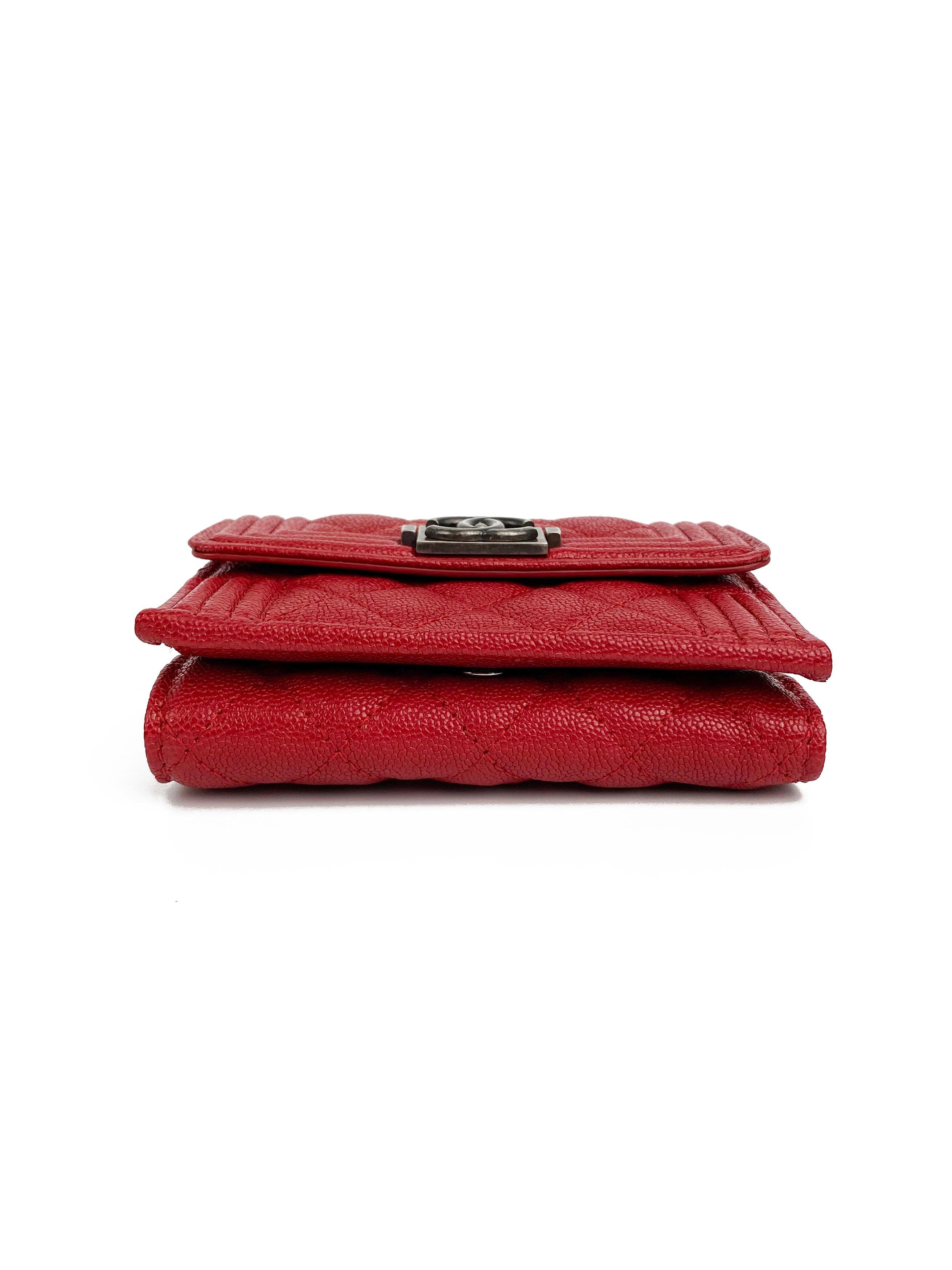 Chanel Red Boy Compact Wallet