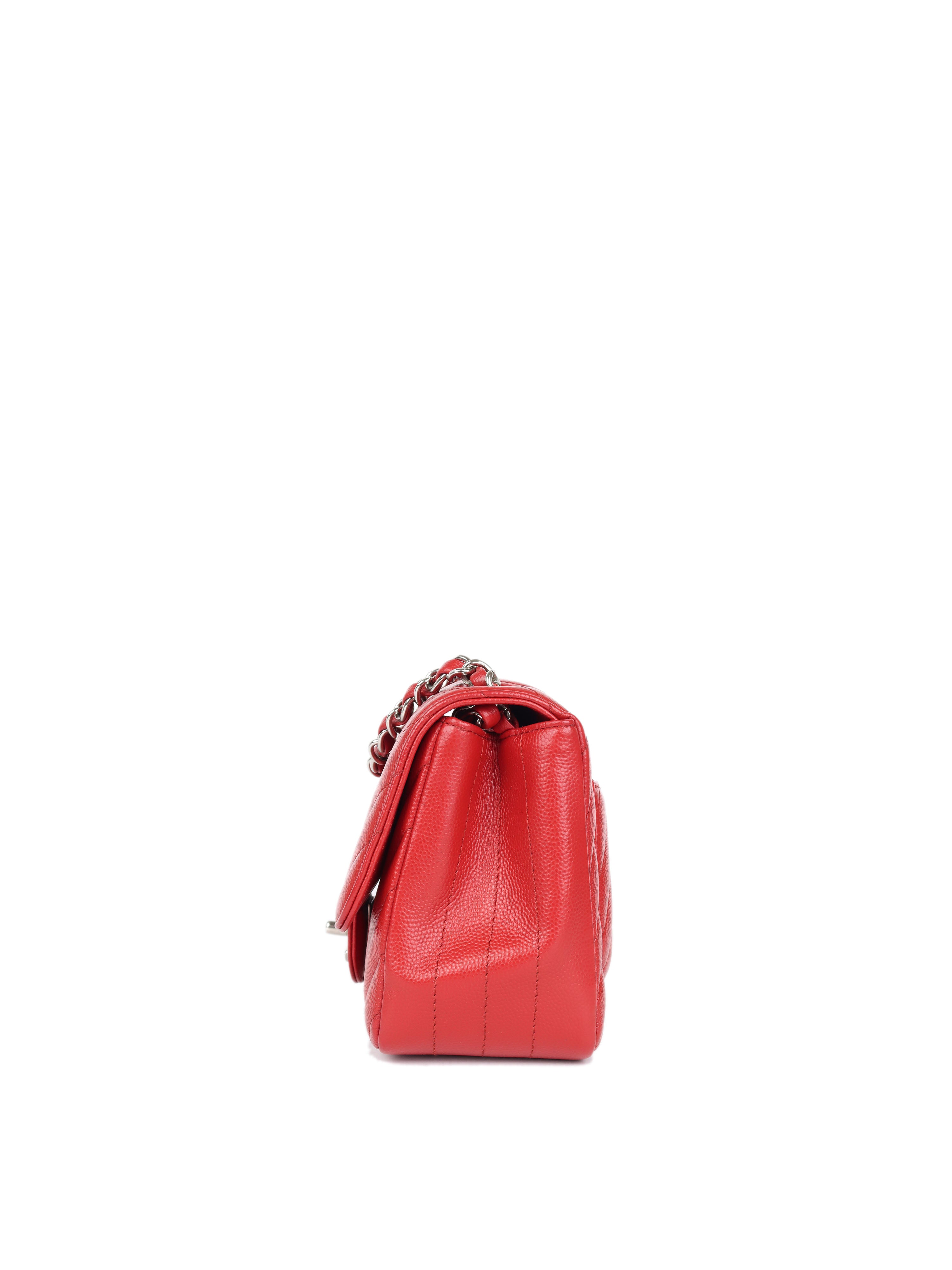 Chanel mini square on sale red