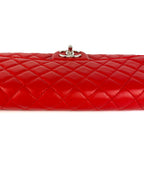 Chanel Red Lambskin Classic Flap Clutch