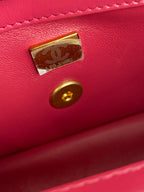 Chanel Mini Deep Pink Flap Bag with Gold Balls