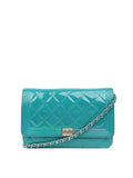 Chanel Teal Blue Patent Wallet on Chain SHW