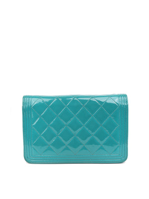 Chanel Teal Blue Patent Wallet on Chain SHW