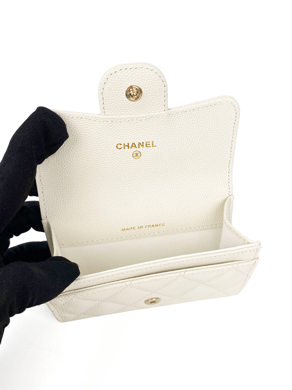 Chanel White Caviar Cardholder