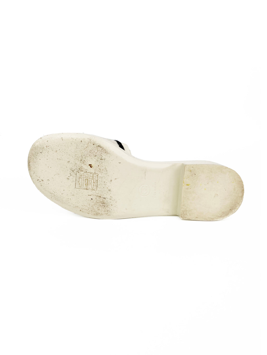 Chanel White Logo Sandals 38