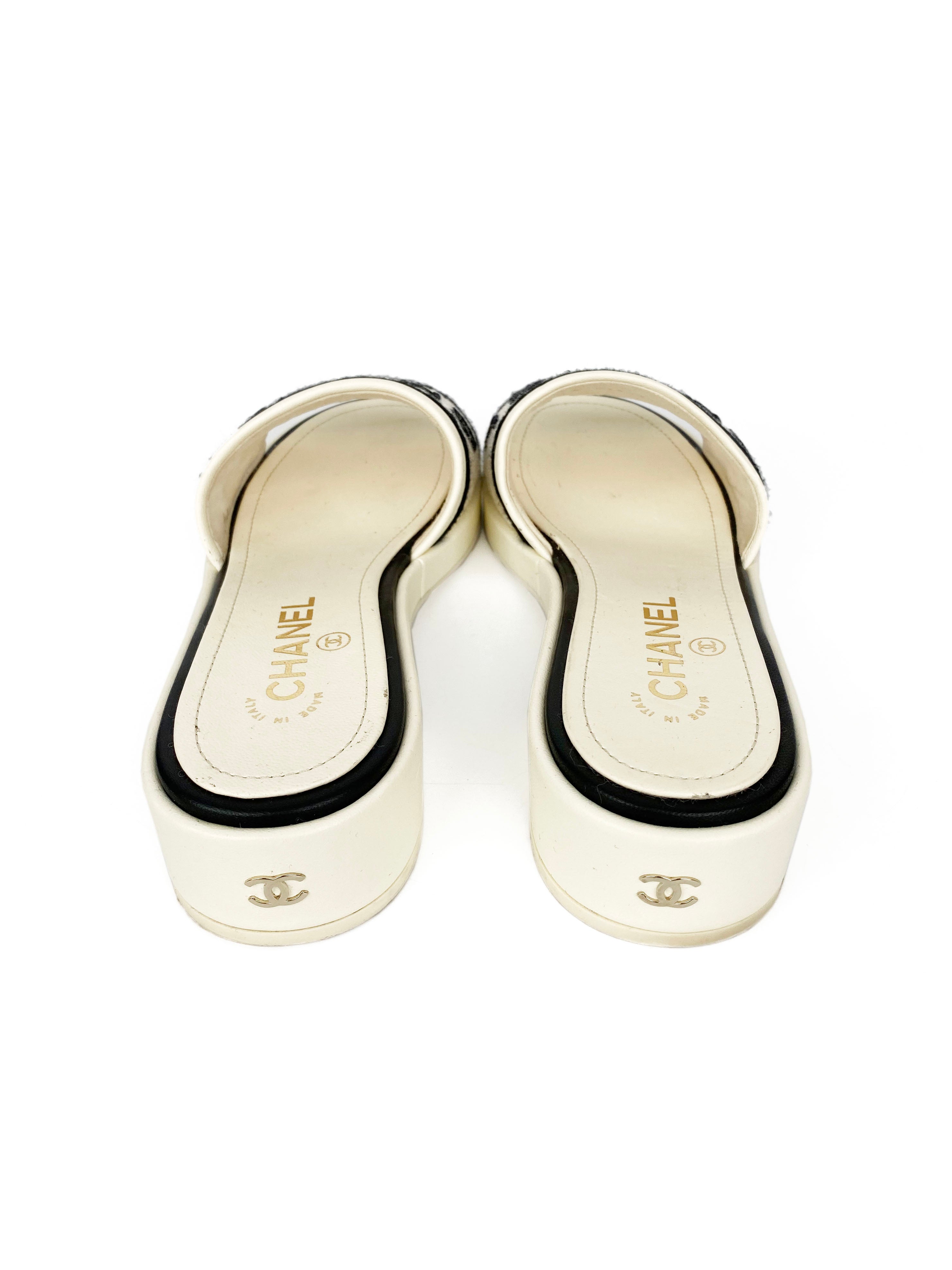 Chanel on sale mules white